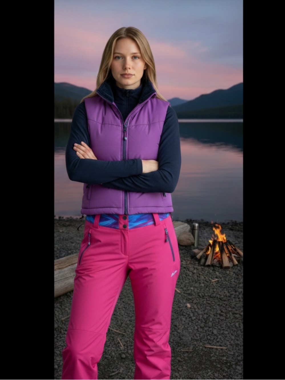 Obermeyer Purple Quilted Vest with Black Trim